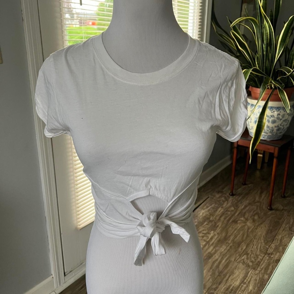 UO white crop top with front tie